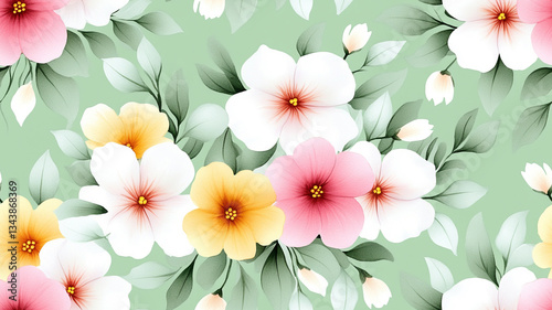 seamless pattern Delicate floral pattern with vibrant colors and