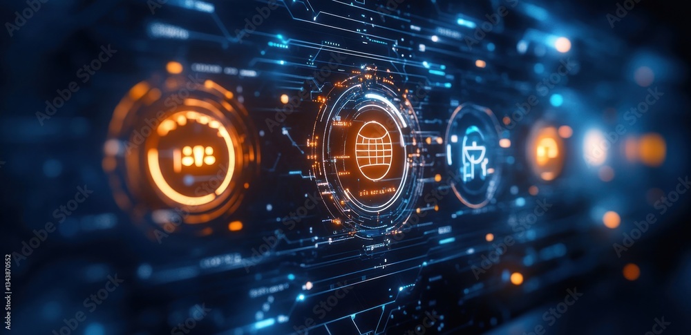Obraz premium Futuristic Technology Innovation AI 2025 Business Cyber Digital Machine Learning Development