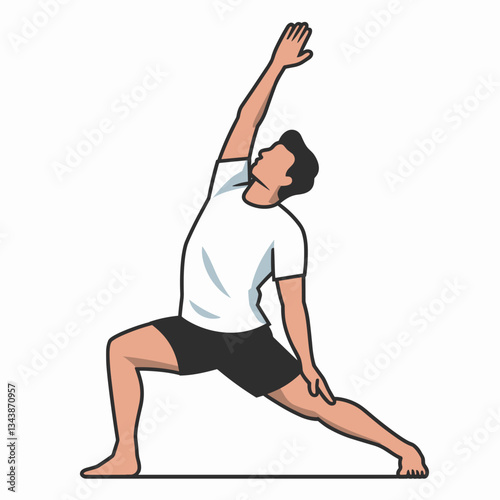 Minimalist Yoga Reverse Warrior Pose Illustration
