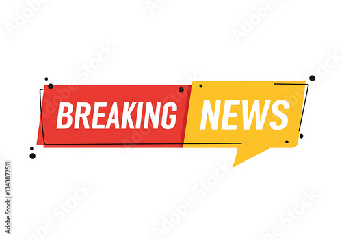 Breaking News Banner with Red and Blue Speech Bubble Design