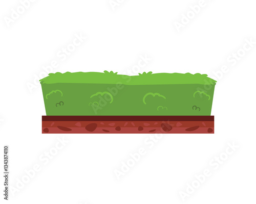 Green grass. Soil ground or underground layers,  grass & land. Nature vector illustration, land ecosystem grass. Grass fence vector 