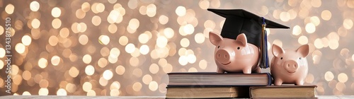 The image of a piggy bank in a graduation cap embodies the concept of teaching financial responsibility and saving for the educational pursuits of students to come