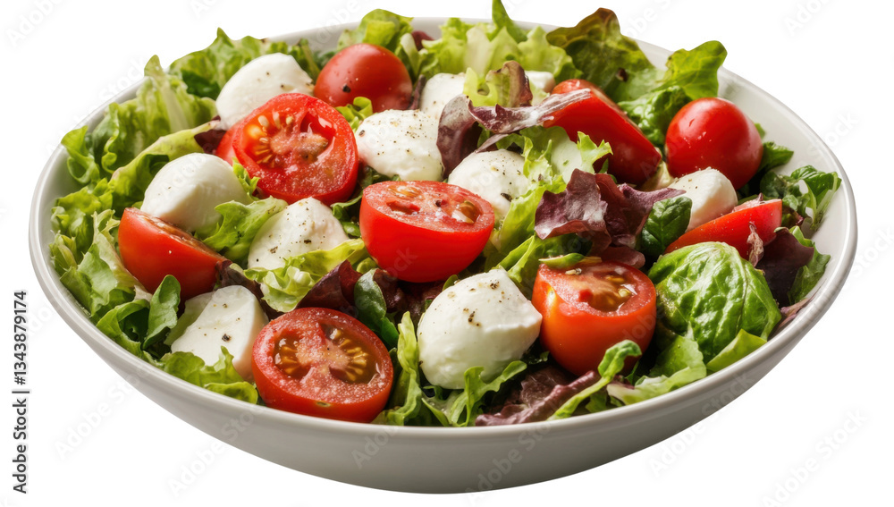 Fresh Caprese Salad with Mozzarella and Tomatoes in a White Bowl on Transparent Background for Healthy Eating and Dieting Fresh Caprese Salad with Mozzarella and Tomatoes in a White Bowl on Transparent Background for Healthy Eating and Dieting