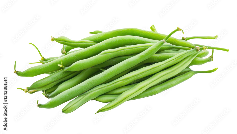 Fresh green beans pile on transparent background, vibrant and healthy vegetable for cooking and raw eating Fresh green beans pile on transparent background, vibrant and healthy vegetable for cooking and raw eating