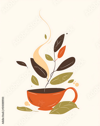 Illustration of matcha tea leaves, harvesting, processing, traditional tools, tea ceremonies, matcha beverages, desserts, and green tea plantations on a white background.