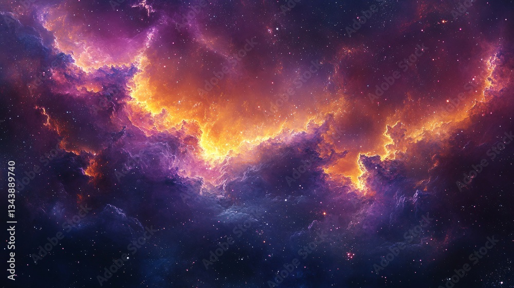 Naklejka premium A deep-space nebula effect created entirely from oil paints