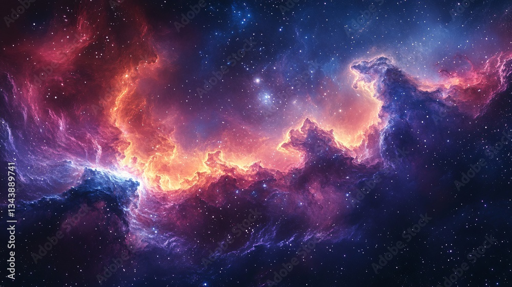 Obraz premium A deep-space nebula effect created entirely from oil paints