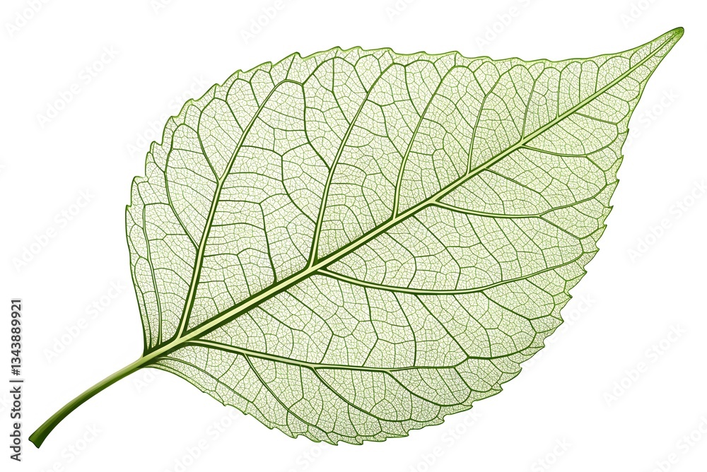 Fototapeta premium Detailed Close-up of a Single Green Leaf with Intricate Veins