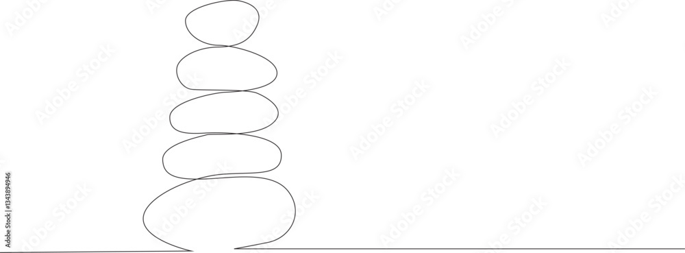 Stack Of Zen Stones Continuous one Line draw.Balance concept Stack Of Zen Stones Continuous one Line draw.Balance concept