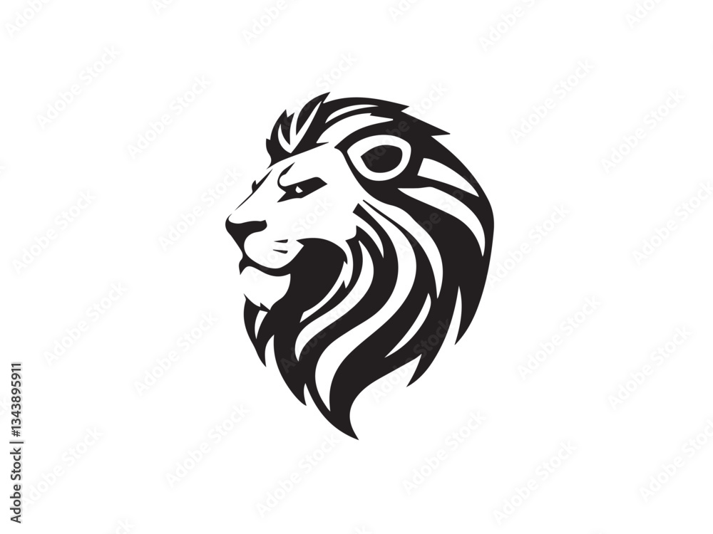 Lion Head Silhouette Vector Style.  Monochrome Lion Head Logo. Lion silhouette vector illustration.
