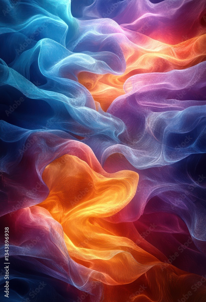 Obraz premium Dynamic Abstract Colorful Waves Pattern with Blue Green Purple Pink Gradient Texture Artistic Design