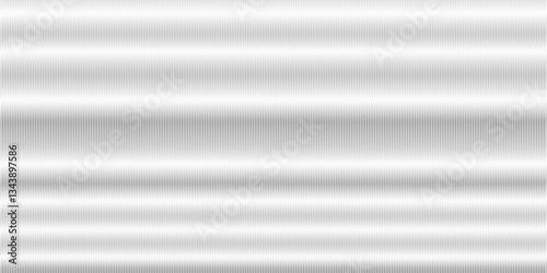 Vector ribbed glass texture background featuring a gradient of white and grey. Acrylic ribbed bath surface with a semitransparent reeded glass overlay. Bath wall window design.