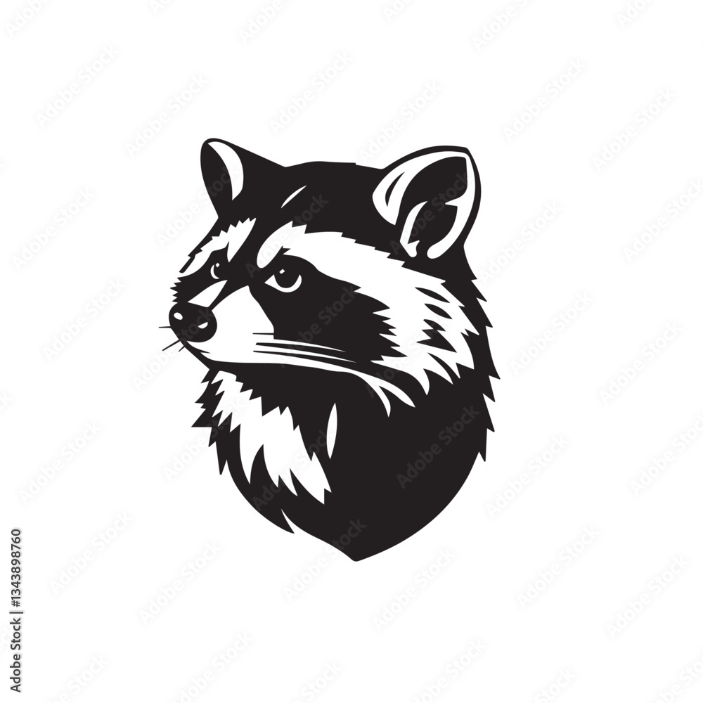 Fototapeta premium Black racoon silhouette isolated on white background. Racoon logo design. Vector illustration.