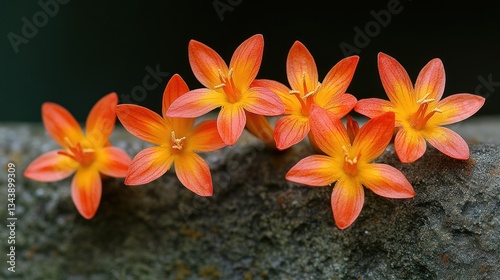 Wallpaper Mural Close-up orange flowers on stone, dark background Torontodigital.ca