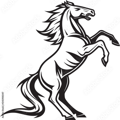 Horse cut out silhouette. rearing up black mustang  - standing horse side view vector silhouette