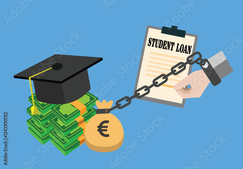 Student loan payment concept vector illustration. Education debt