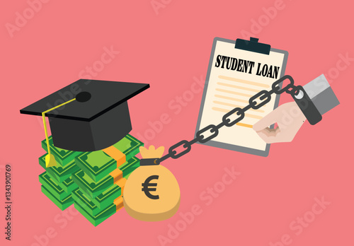 Student loan payment concept vector illustration. Education debt