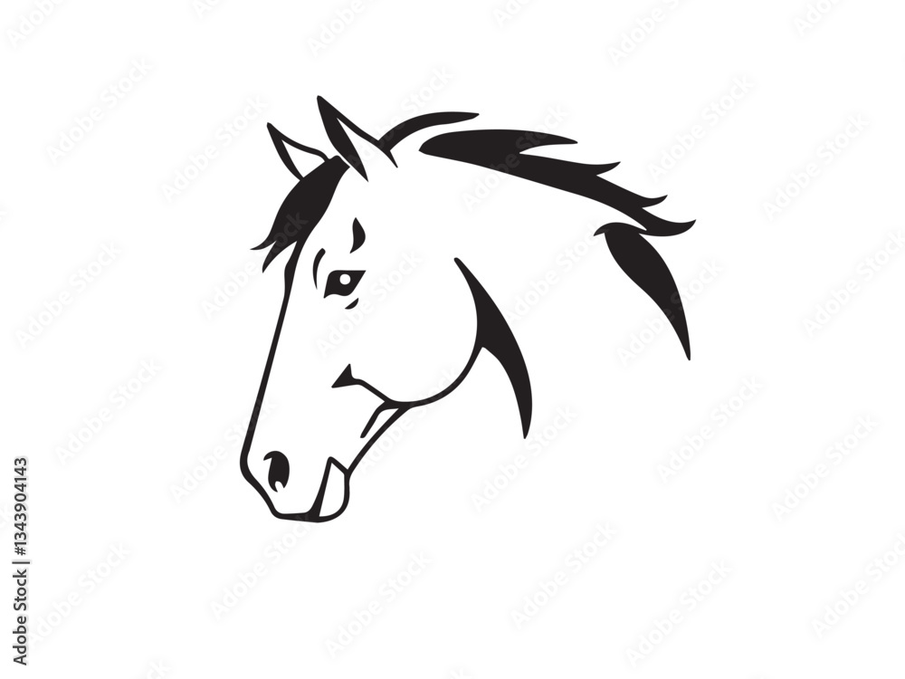 Fototapeta premium Horse head silhouette on white background. Horse logo design. Vector illustration.