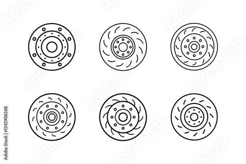 brake disc icon line art vector illustration