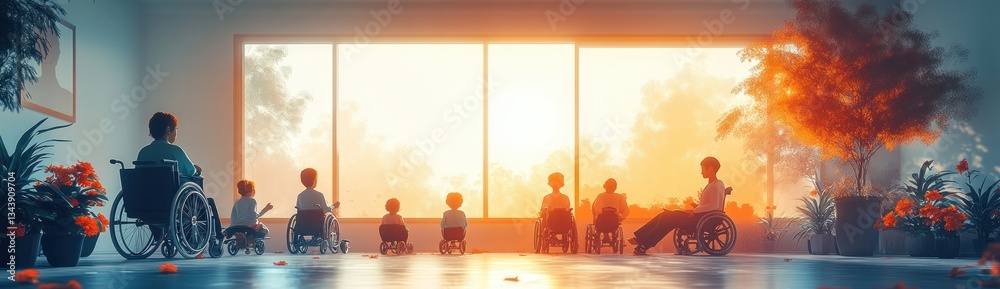 Children Rehabilitation Center Inclusive Activities Diverse Backgrounds Playful Caregivers Health Care Support Children Rehabilitation Center Inclusive Activities Diverse Backgrounds Playful Caregivers Health Care Support