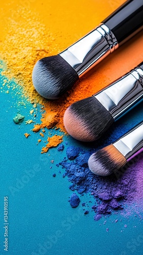   A brush duo atop a vibrant powder mound with adjacent eyeshades