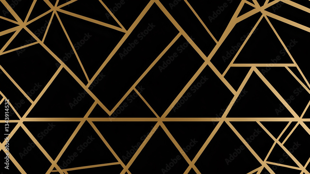 geometric pattern, gold lines, black background, abstract design, Black and gold mosaic background geometric pattern, gold lines, black background, abstract design, Black and gold mosaic background
