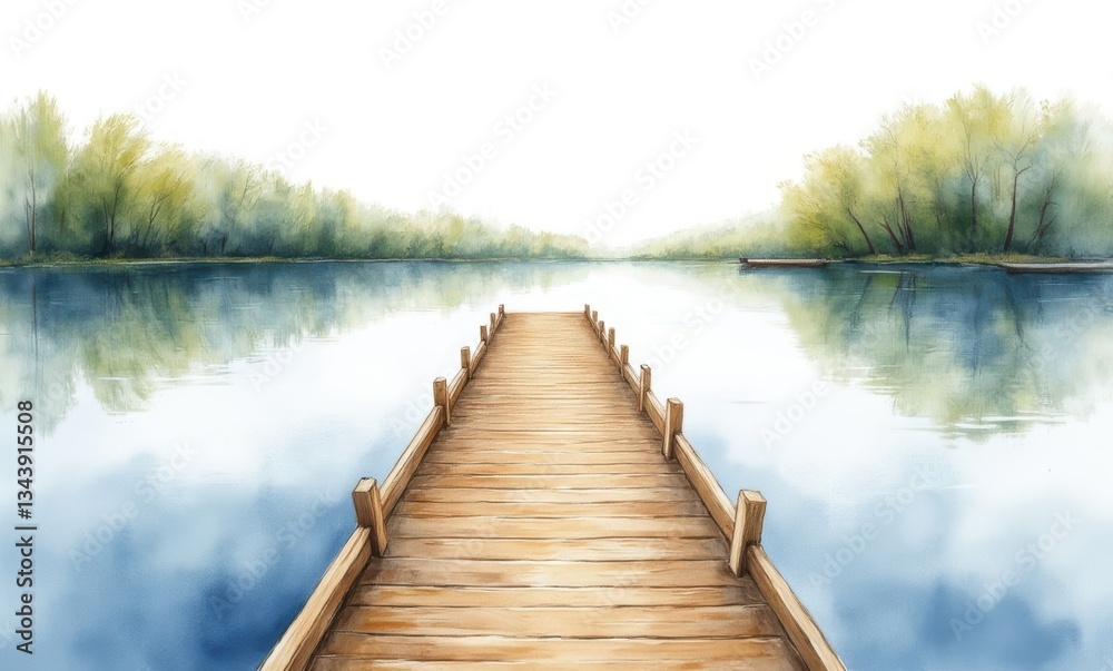 Serene wooden dock by tranquil water Serene wooden dock by tranquil water