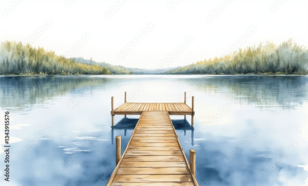 Serene pier over tranquil waters