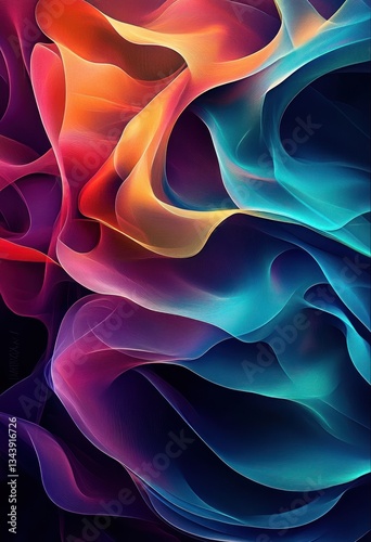 Dynamic Abstract Colorful Waves Pattern with Smooth Textures and Gradient Hues in Blue Green Purple Pink for Artistic Design
