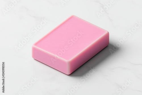 Pink rectangular bar of soap on marble