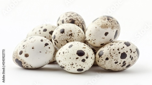 Close-Up Still Life of Quail Eggs Displaying Natural Speckled Patterns