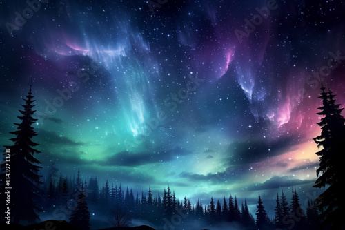 Aurora in night sky showcases boundless beauty of stars and Earth role in vast cosmic theater