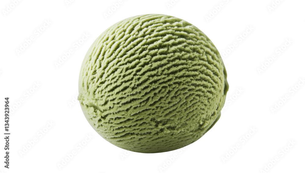 Obraz premium Single scoop of refreshing green tea ice cream on a transparent background, perfect for summer dessert and healthy eating concepts
