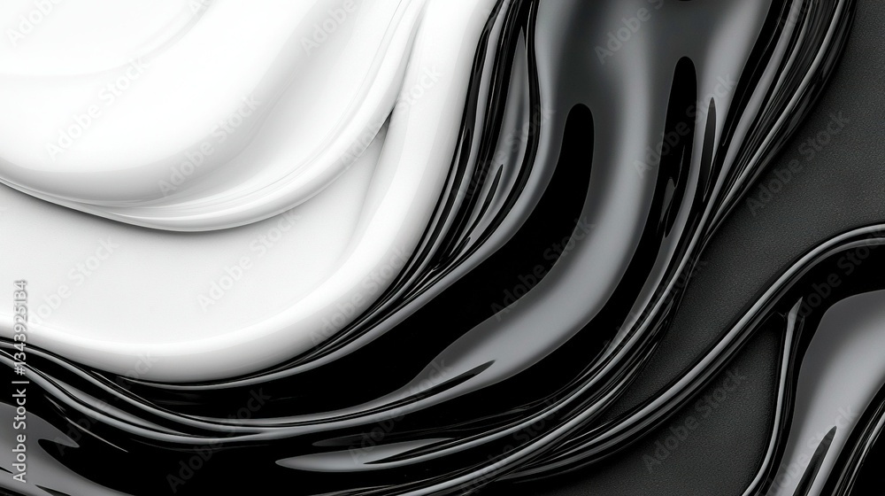 Obraz premium A clear depiction of a black-and-white background, featuring liquid cascading down the image's side and reaching the bottom