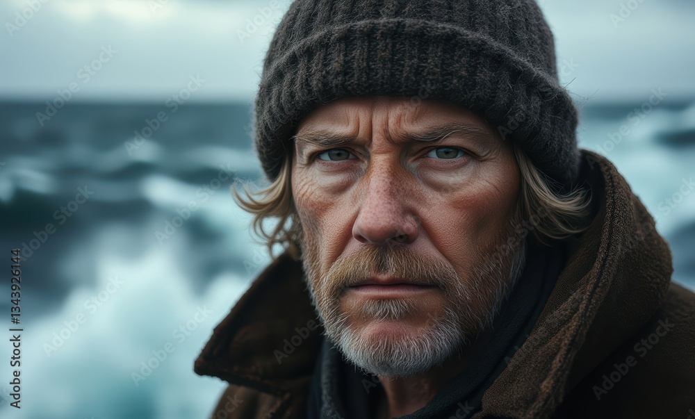 Intense man by the ocean Intense man by the ocean