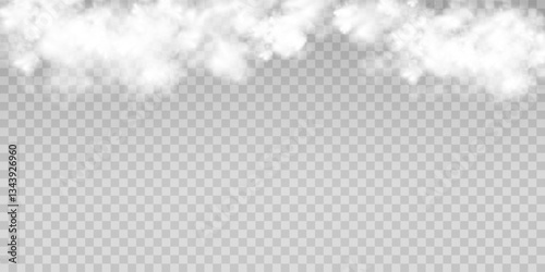 Fog or smoke isolated transparent special effect. White vector cloudiness, mist or smog background. Vector illustration	