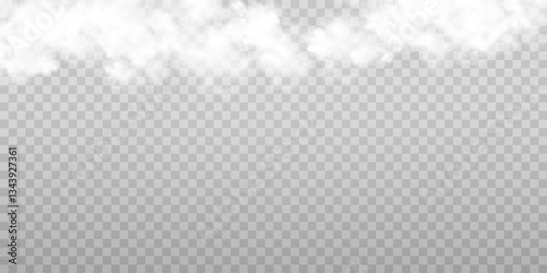 Fog or smoke isolated transparent special effect. White vector cloudiness, mist or smog background. Vector illustration	