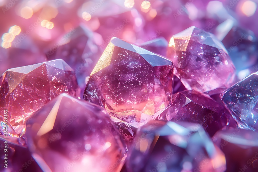 Purple and pink crystal gemstone ball with shiny glass and diamond details, isolated for luxury jewelry decoration Purple and pink crystal gemstone ball with shiny glass and diamond details, isolated for luxury jewelry decoration