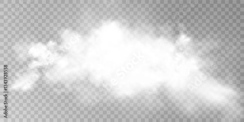 Fog or smoke isolated transparent special effect. White vector cloudiness, mist or smog background. Vector illustration	