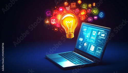 Digital technology e-learning concept for online internet courses