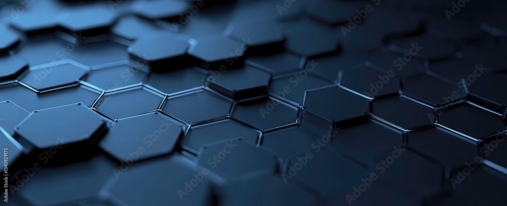 Obraz premium Abstract Hexagonal Pattern, Dark Blue Technology Background