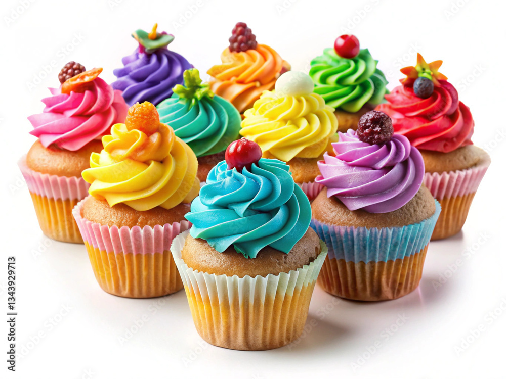 Colorful cupcakes isolated on a transparent background Colorful cupcakes isolated on a transparent background