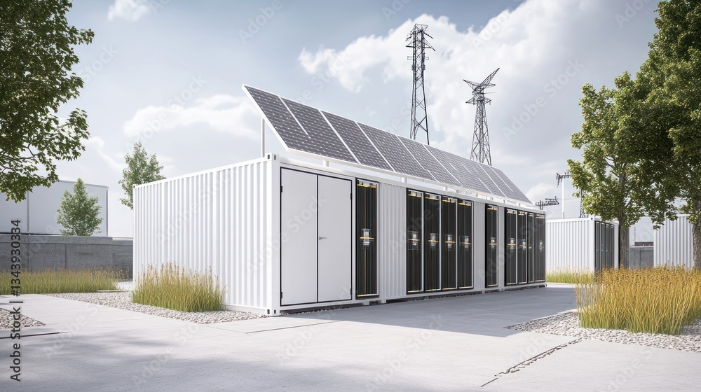 Obraz premium Solar-powered container energy storage, industrial park