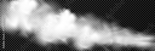 Fog or smoke isolated transparent special effect. White vector cloudiness, mist or smog background. Vector illustration	