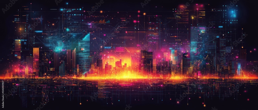 Fototapeta premium AI Enhancements in Financial Analytics and Accounting Workflow Vector Illustrations