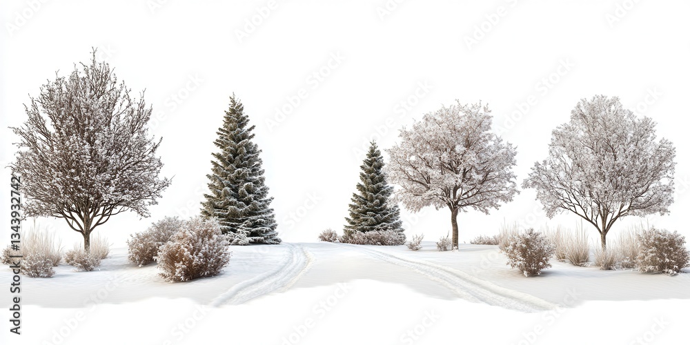 Fototapeta premium Magical Winter Wonderland Pathway for Peaceful Strolls in Snow