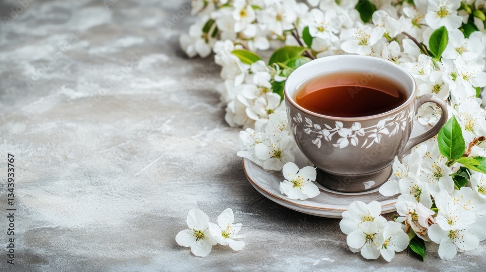 Spring teacup blossoms table serenity Spring teacup blossoms table serenity