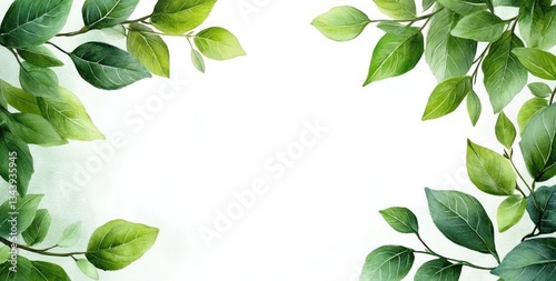 Vibrant Green Leaves and Foliage in Minimalist Botanical Design