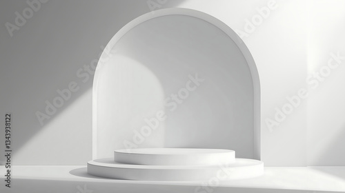 white tone color background with small podium, 화이트, 단상, 포디움 11
