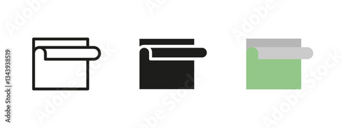 Wallpaper roll icon. Interior decoration vector illustration. Home renovation and design symbol representing wall covering and stylish patterns. House improvement and modern decor pictogram.